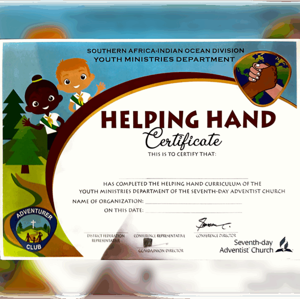 Helping Hand Class Certificate